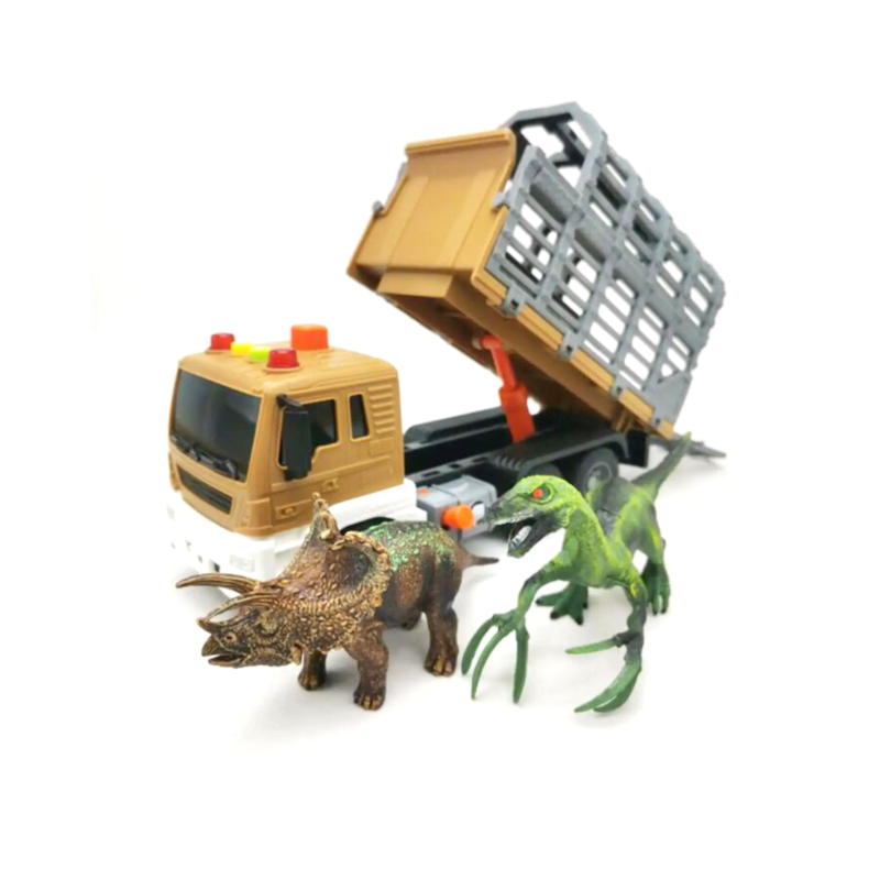 camion remolque jaula con luz y sonido incluye dinosaurios