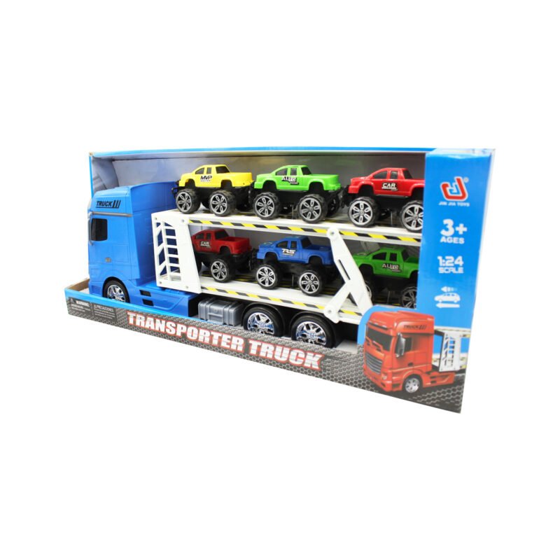 vehiculo a friccion camion transportador de autos blue — vista 2