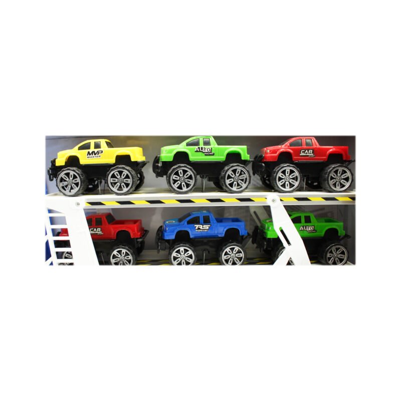 vehiculo a friccion camion transportador de autos blue — vista 3