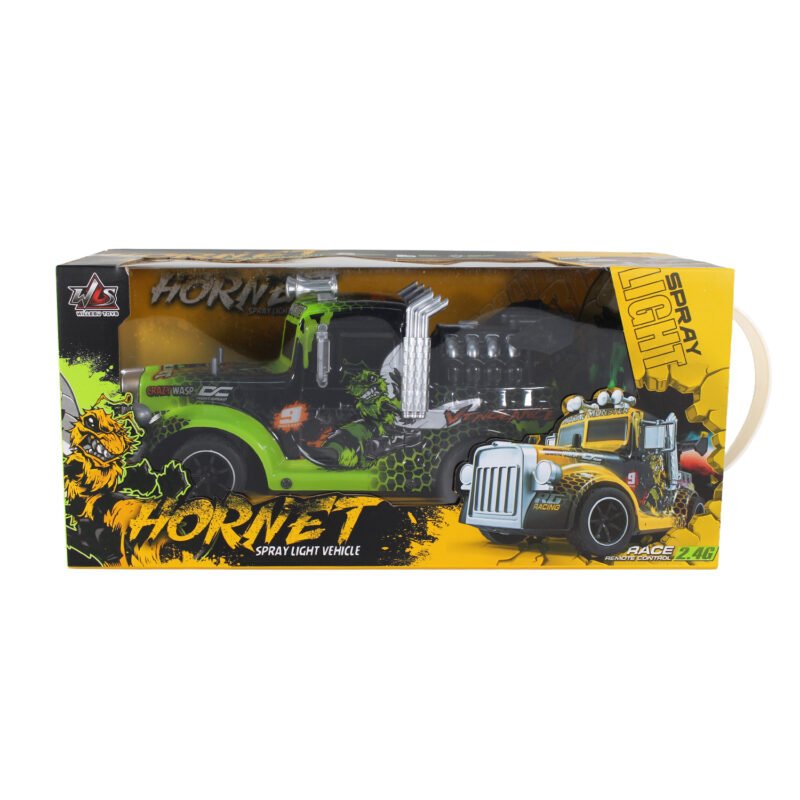 vehiculo a control remoto camion con luz, 2.4g 4 canales, lanza humo, escala 1:16, bateria recargable. — vista 3