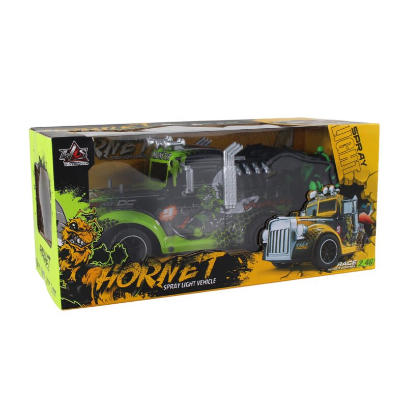 vehiculo a control remoto camion con luz, 2.4g 4 canales, lanza humo, escala 1:16, bateria recargable. — vista 4