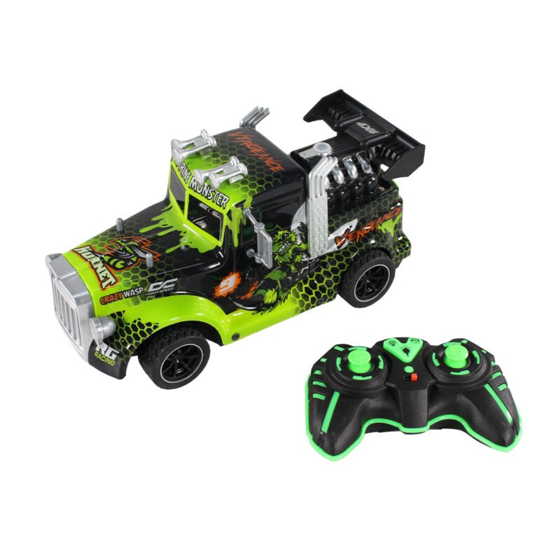 vehiculo a control remoto camion con luz, 2.4g 4 canales, lanza humo, escala 1:16, bateria recargable. — vista 5