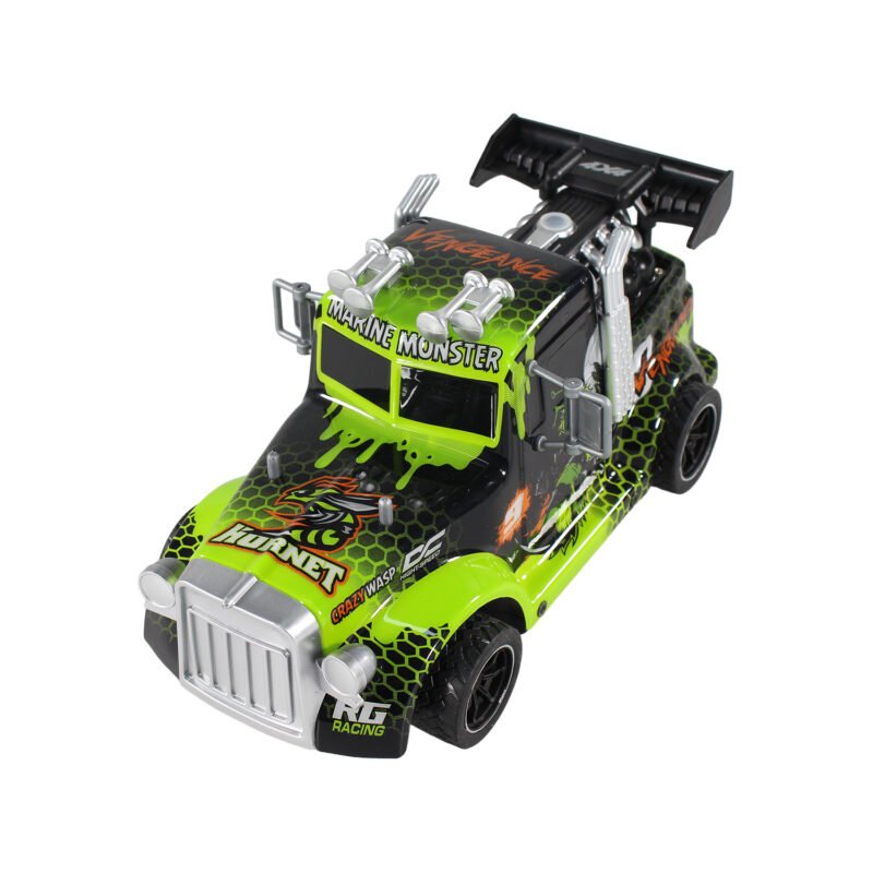 vehiculo a control remoto camion con luz, 2.4g 4 canales, lanza humo, escala 1:16, bateria recargable. — vista 6