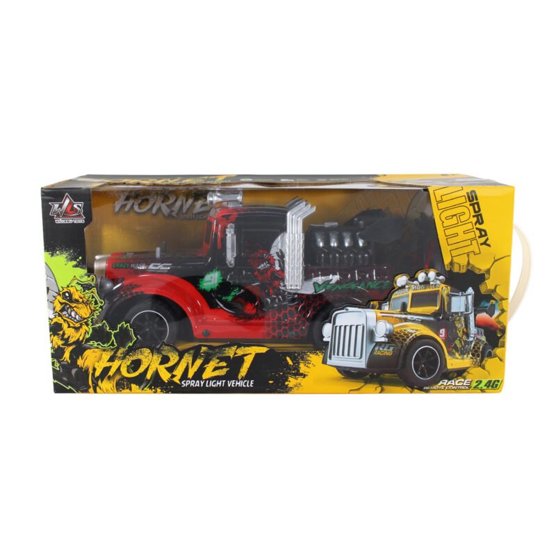 vehiculo a control remoto camion hornet con luz spray multi color (simulacion a control remoto de humo) 2.4g 4 canales red — vista 3