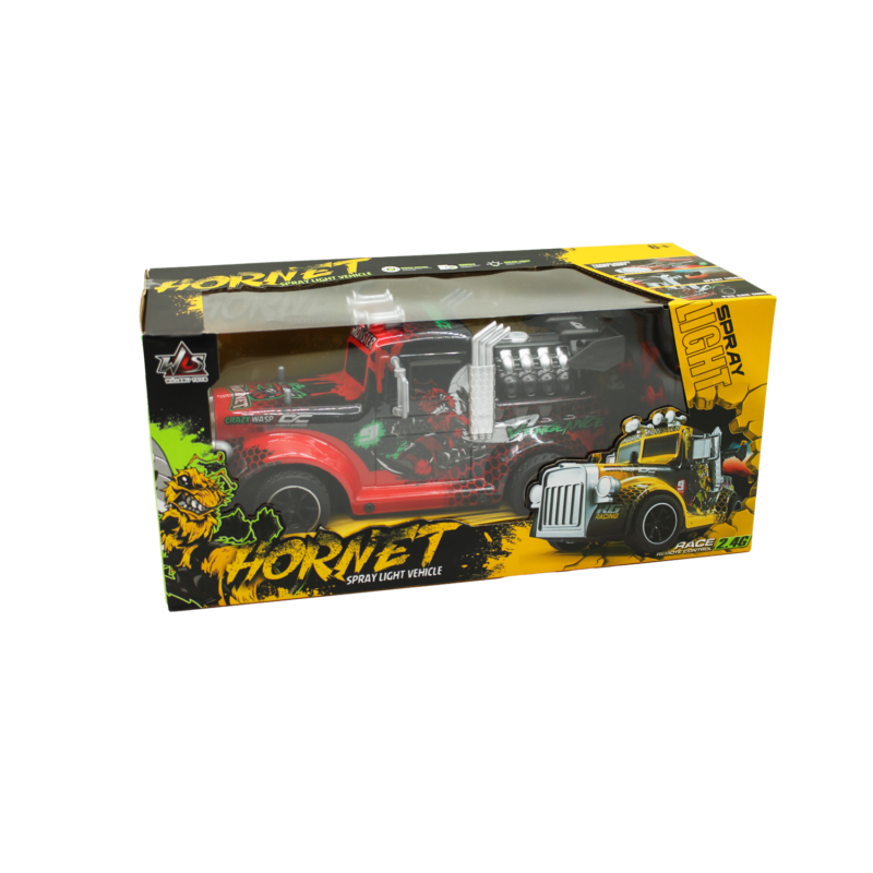 vehiculo a control remoto camion hornet con luz spray multi color (simulacion a control remoto de humo) 2.4g 4 canales red — vista 2