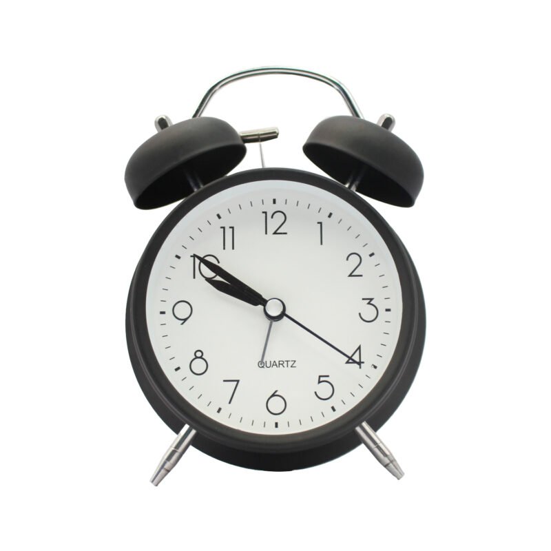 reloj despertador analogo silencioso con luz y campana black