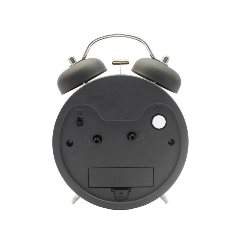 reloj despertador analogo silencioso con luz y campana black — vista 3