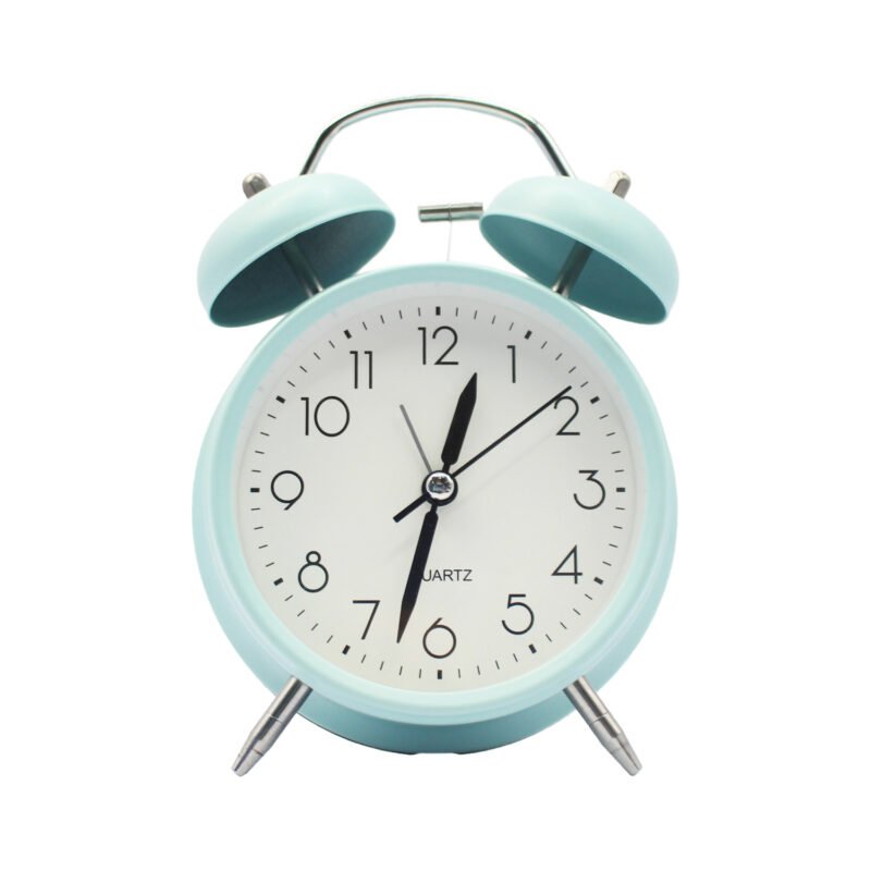 reloj despertador analogo silencioso con luz y campana blue