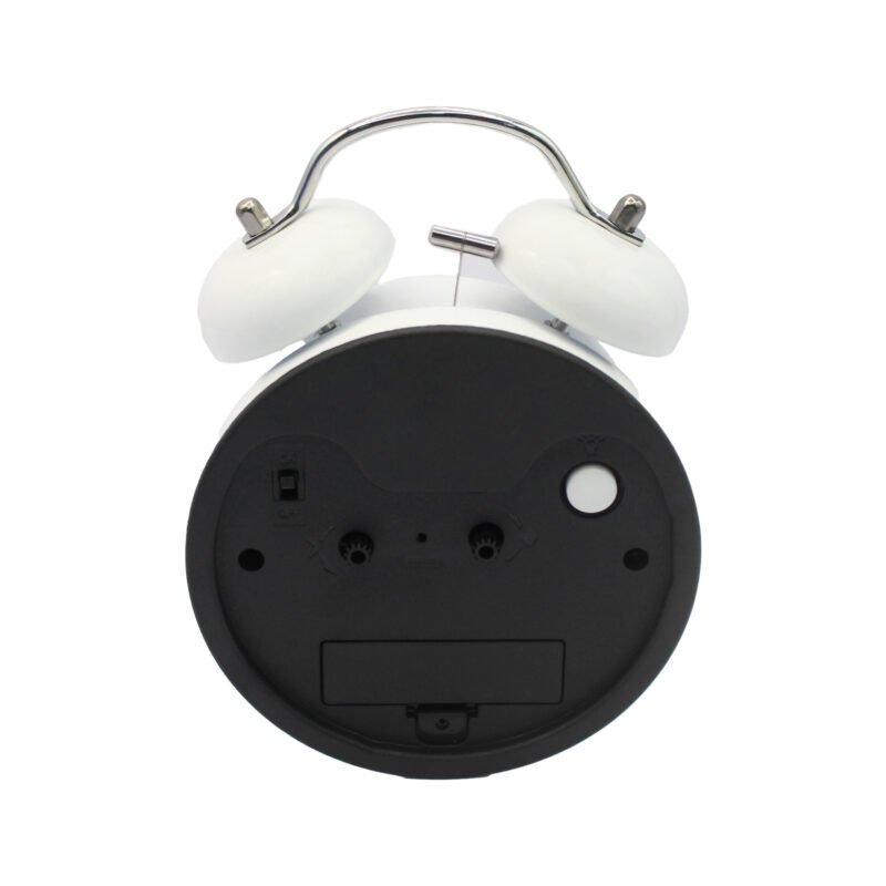 reloj despertador analogo silencioso con luz y campanawhite — vista 2