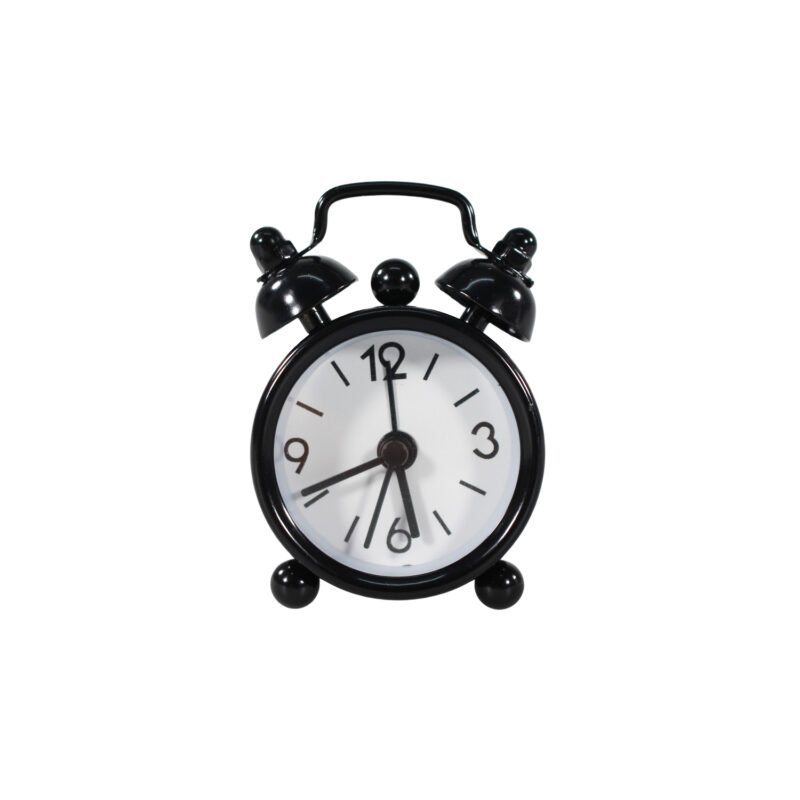 reloj despertador pequeÑo analogo con campana black — vista 2