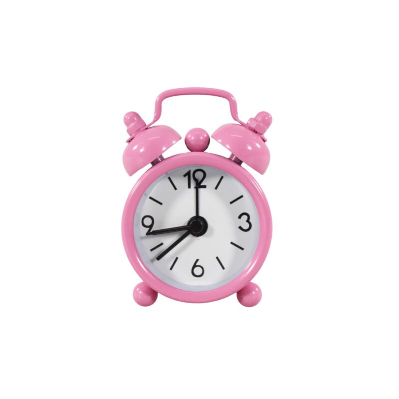 reloj despertador pequeÑo analogo con campana pink — vista 2