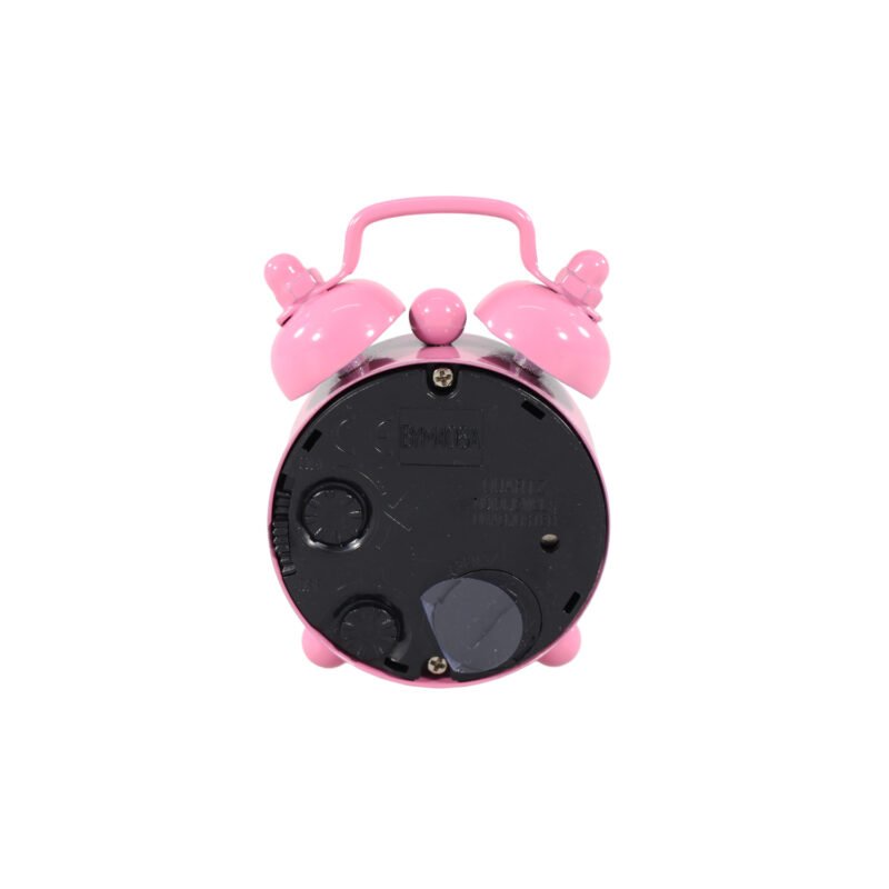 reloj despertador pequeÑo analogo con campana pink — vista 3