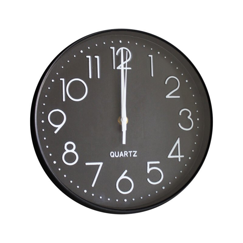 reloj mural 25 cm black numeroswhite