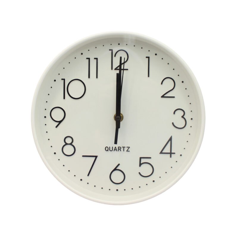 reloj mural 25 cmwhite con numeros black, marcowhite