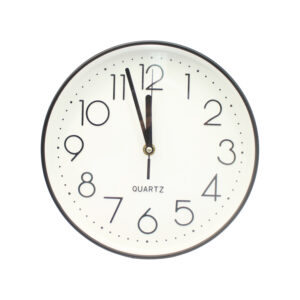 reloj mural 25 cm blanco con numeros s, marco black