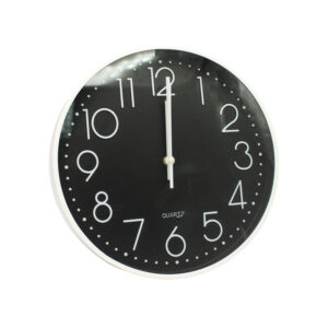 reloj mural 30 cm black con numeroswhite, marcowhite