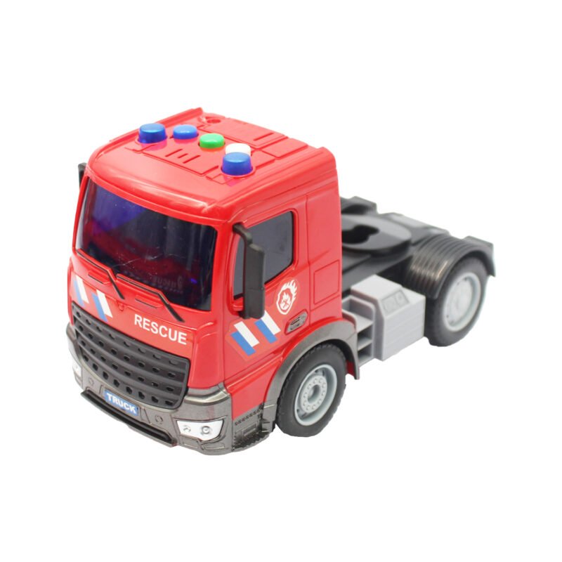 vehiculo a friccion camion remolque con auto de rescate de rueda libre y helicoptero escala 1:18 — vista 4