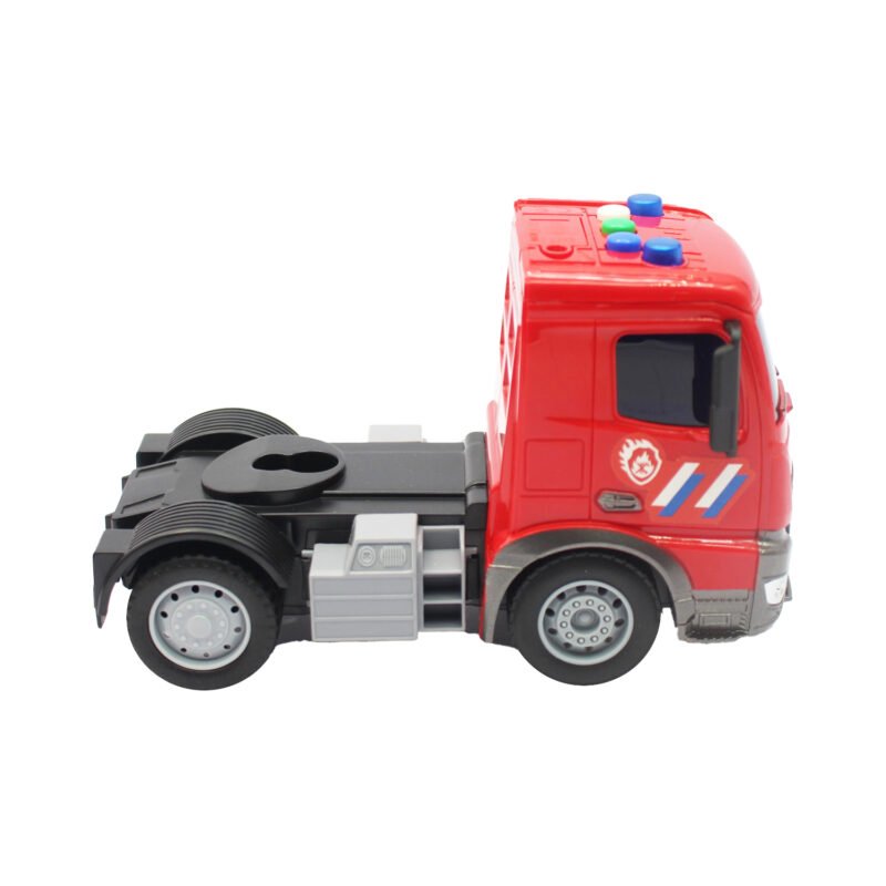 vehiculo a friccion camion remolque con auto de rescate de rueda libre y helicoptero escala 1:18 — vista 5