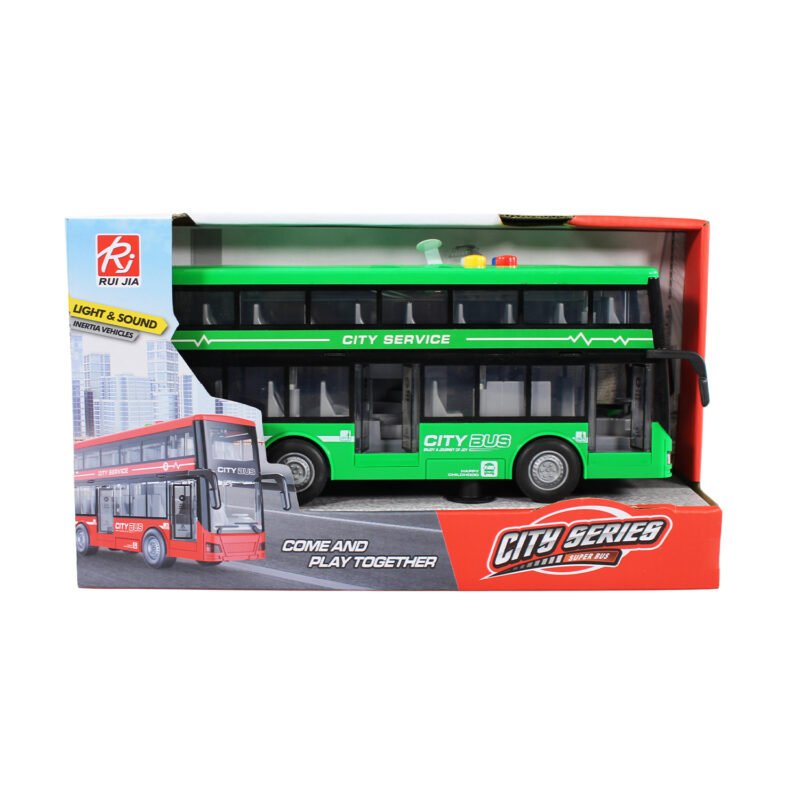 vehiculo a friccion bus 2 pisos con luz y sonido escala 1:16 green