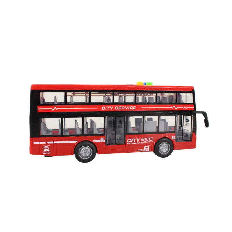 vehiculo a friccion bus 2 pisos con luz y sonido escala 1:16 red — vista 2