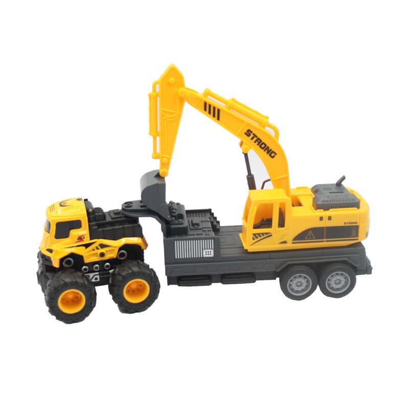 vehiculo a friccion camion de remolque con excavadora — vista 3