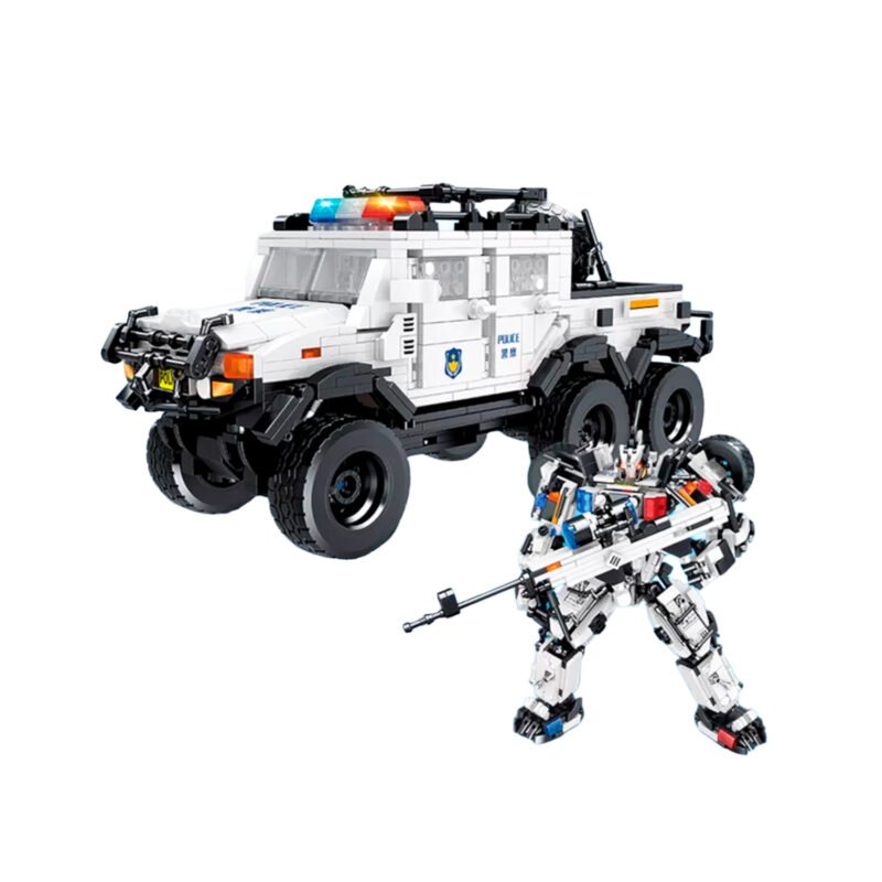 set de bloques armable 2 en 1 mecha y vehiculo policial 940 piezas. — vista 4