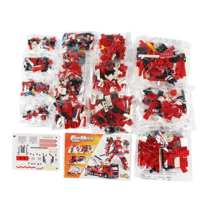 set de bloques armable 2 en 1 mecha y camion bomberos 916 piezas. — vista 2