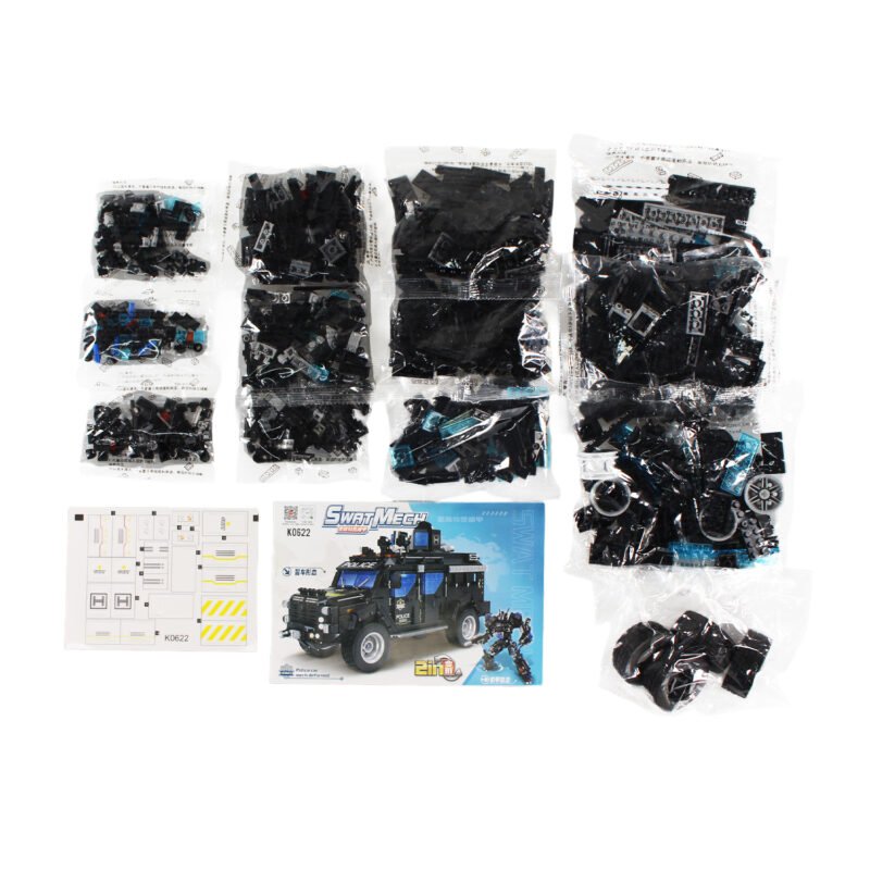 set de bloques armable 2 en 1 mecha y vehiculo policia swat 941 piezas. — vista 2