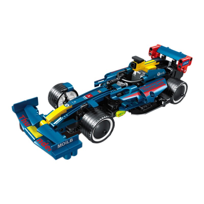 set de bloques armable auto de carreras armable de 293 piezas azul. — vista 3