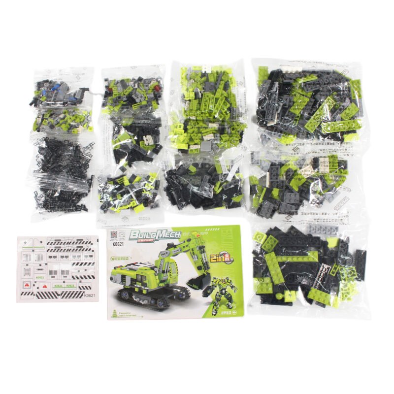 set de bloques armable 2 en 1 mecha y excavadora 917 piezas. — vista 2