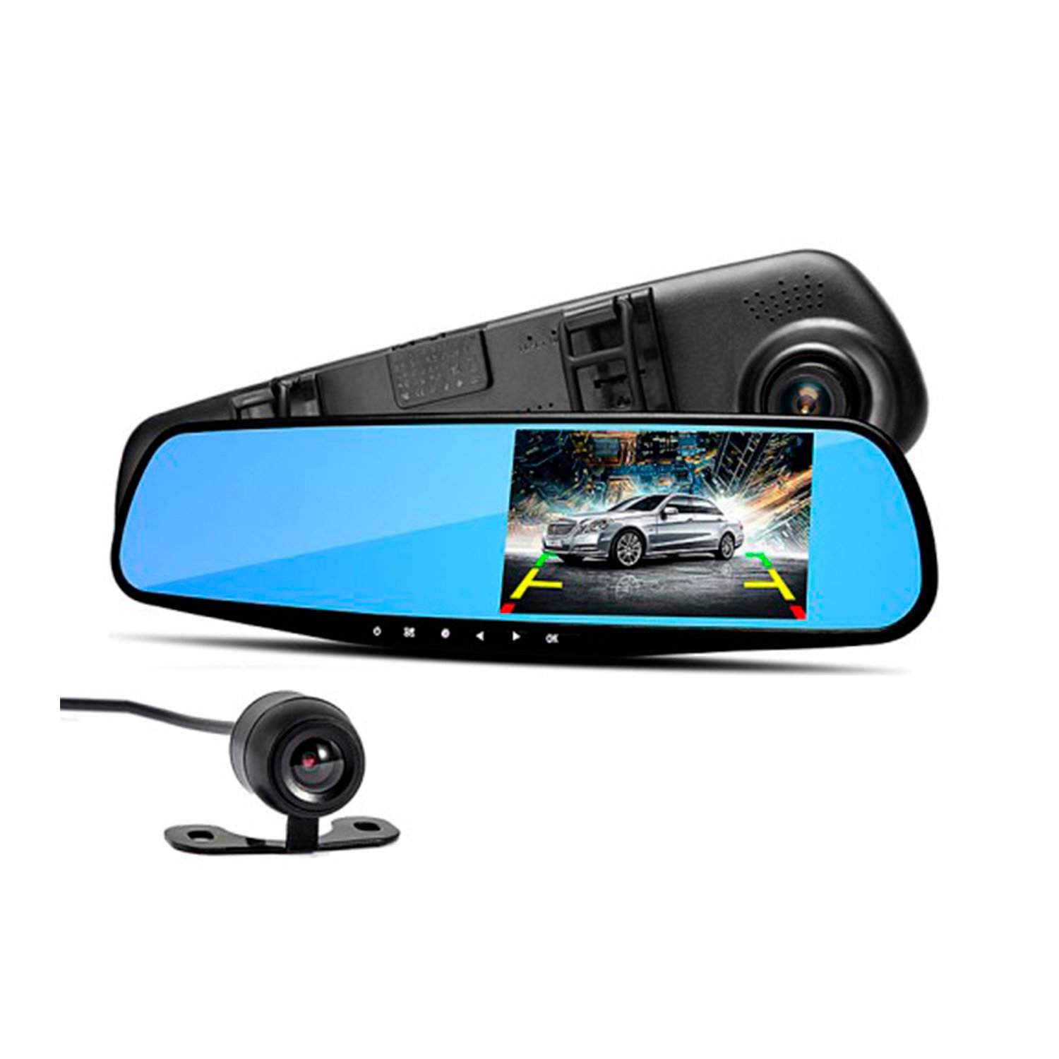 espejo retrovisor + camara frontal y camara de retroceso espejo retrovisor + camara frontal y camara de retroceso