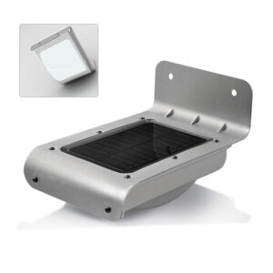 foco solar exterior led con sensor de movimiento. cromo.