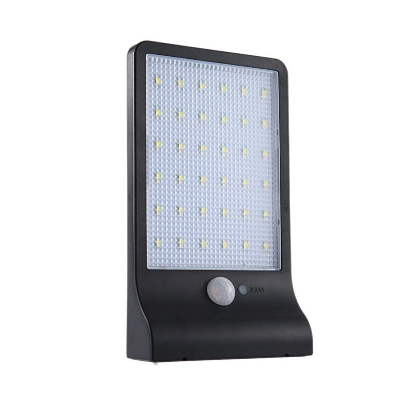 foco solar exterior led con sensor de movimiento. black.