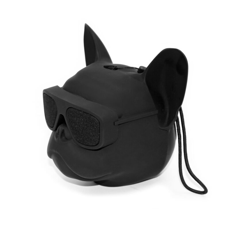 parlante bt cabeza bulldog frances. black — vista 2