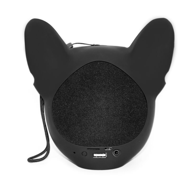 parlante bt cabeza bulldog frances. black — vista 3