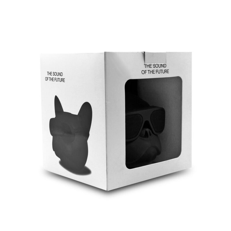 parlante bt cabeza bulldog frances. black — vista 4