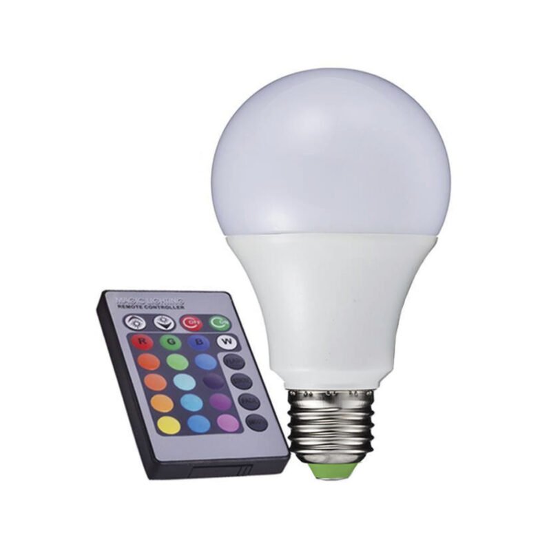 ampolleta led rgb multicolor con control remoto e27