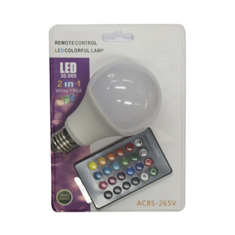 ampolleta led rgb multicolor con control remoto e27 — vista 3