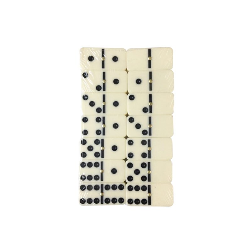 juego domino en caja plastica, 28 piezas, dimensiones 2.5x4 cm, caja 9x15 cm.