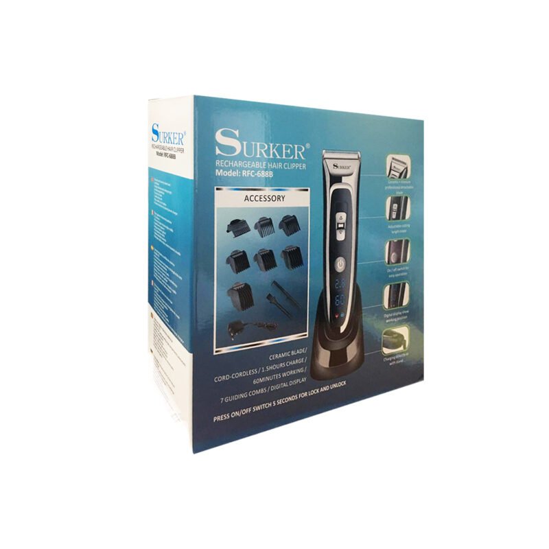 cortadora de cabello, cabezales de titanio y cuchillas de ceramica. pantalla led, 6 extremos intercambiables. — vista 8