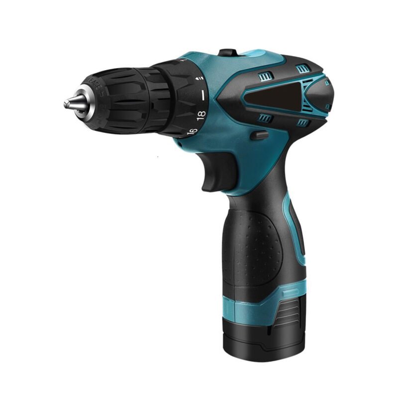 taladro electrico inalambrico,2 bateria de 16,8 v, 2 velocidades, 18 posiciones de torque.