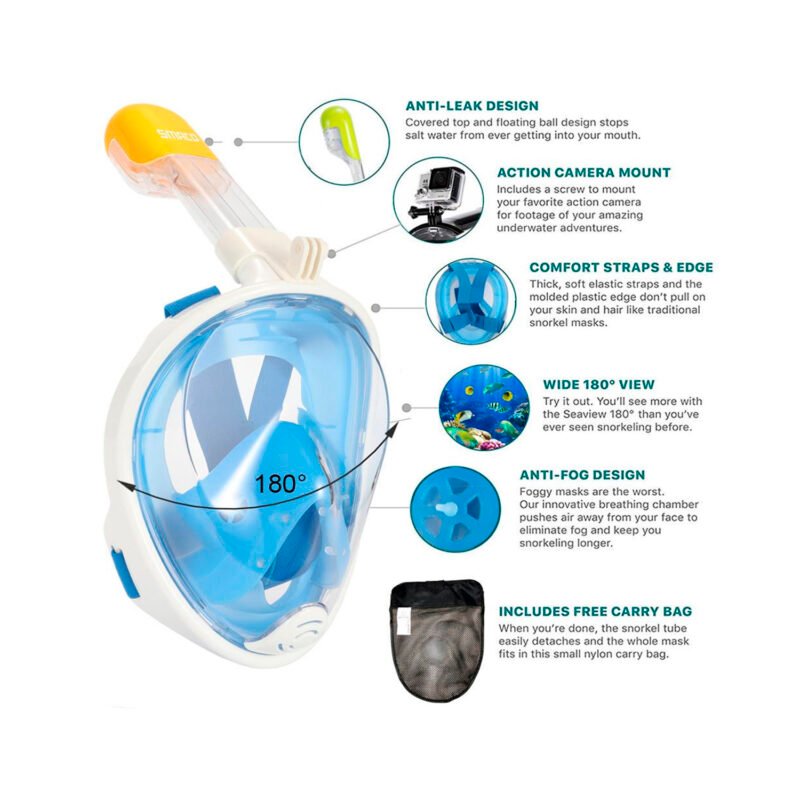 mascara de buceo, diseÑo ergonomico, material pvc, acceso para camara gopro. talla s/m — vista 5