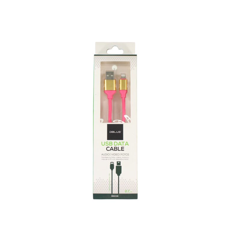 cable usb a lightning 1m compatible cualquier dispositivo. neon pink