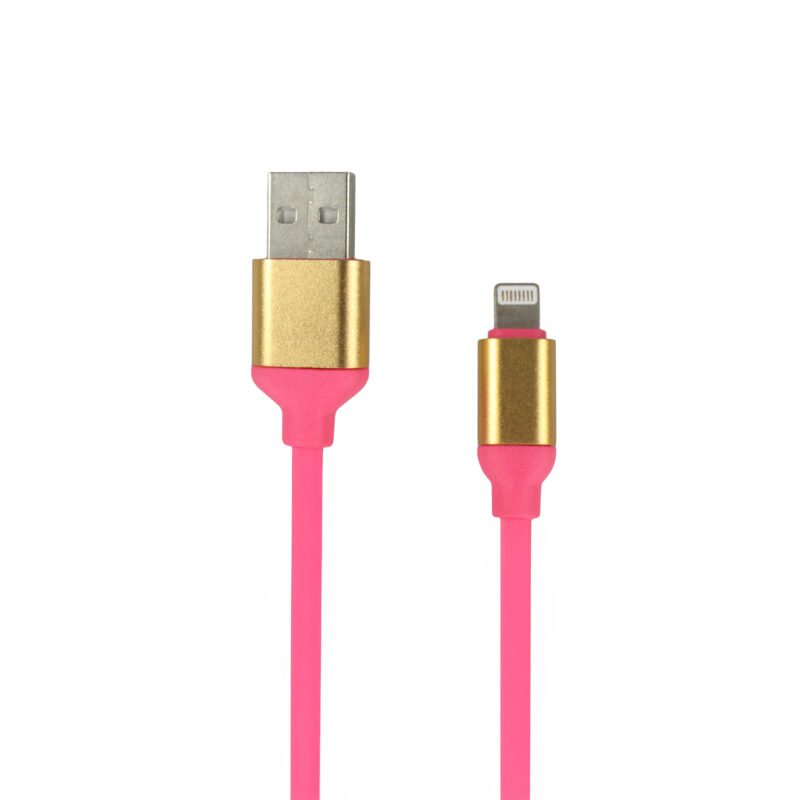 cable usb a lightning 1m compatible cualquier dispositivo. neon pink — vista 2