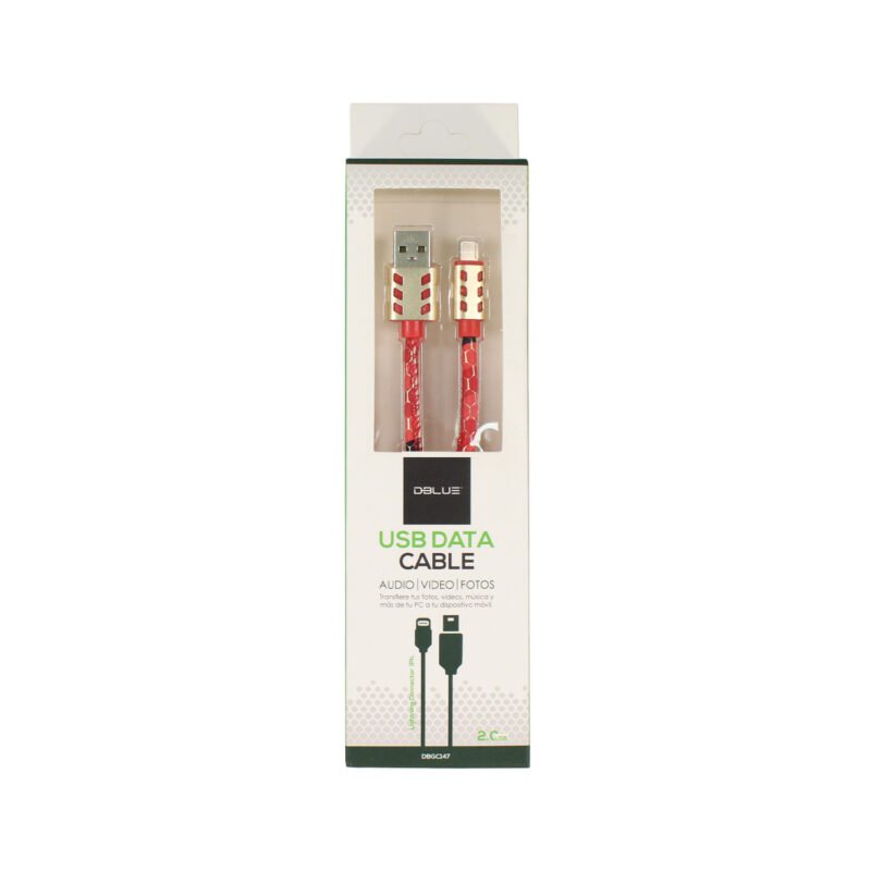 cable usb 2.0 a lightning 1m con diseÑo textil. red