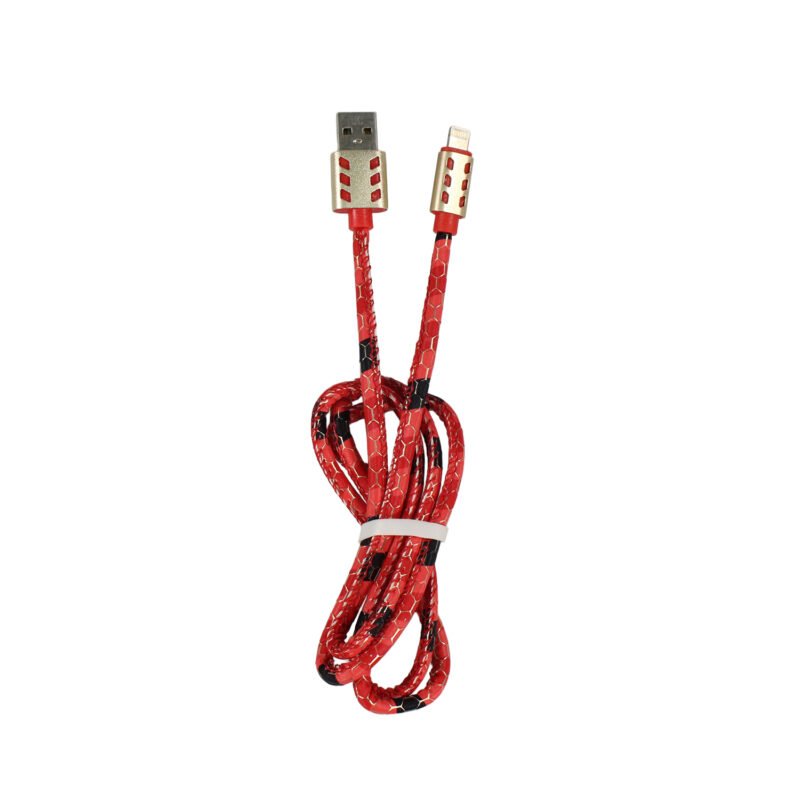 cable usb 2.0 a lightning 1m con diseÑo textil. red — vista 2