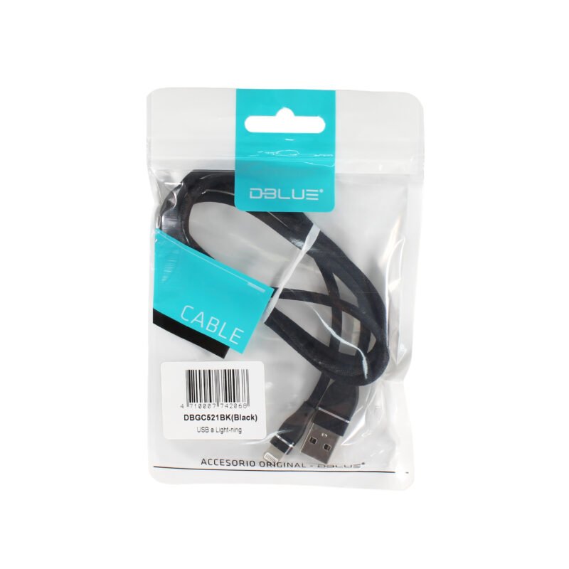 cable usb a lightning 100cm app nucleo de cobre, textil 100cm. black — vista 2
