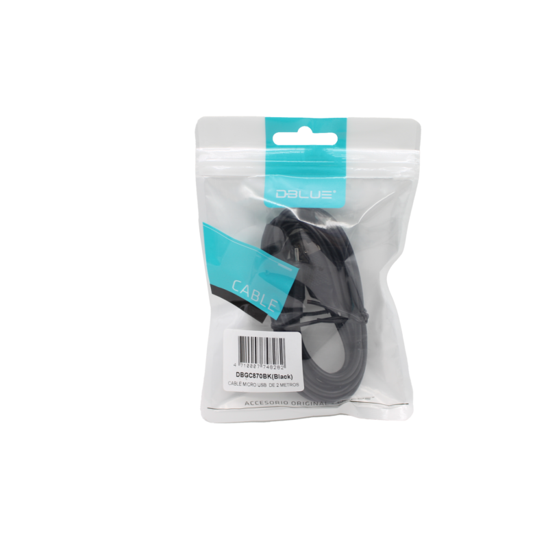 cable 2 mts usb a micro usb 2.0. black