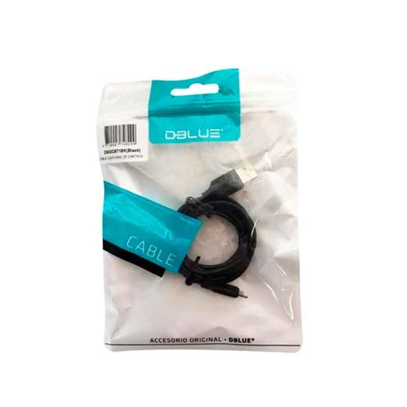 cable usb a lightning 2mts. black — vista 5