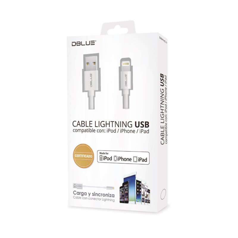 cable lightning usb iphone 5 / 6 ipad certificadowhite